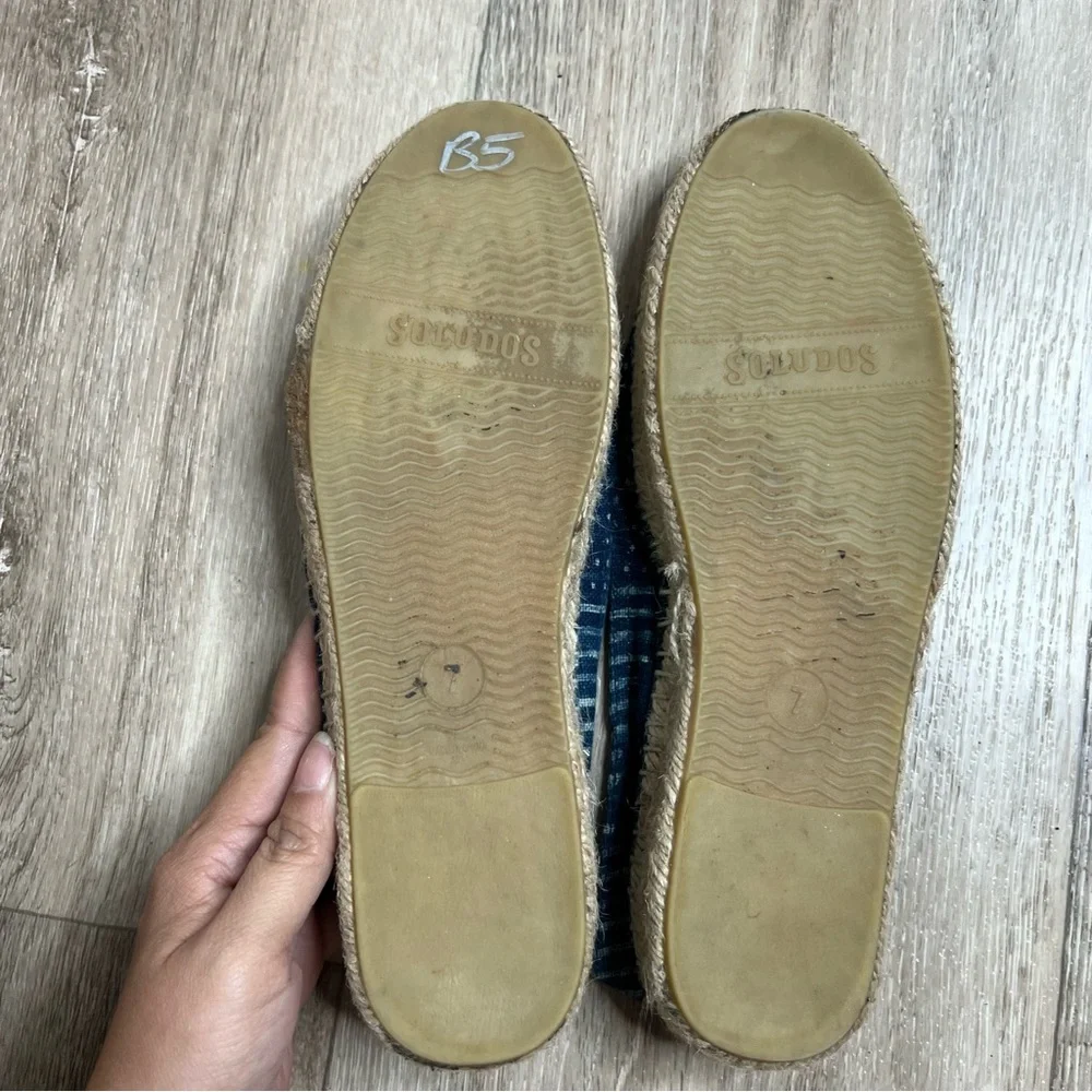 Soludos Blue Canvas Slip On Espadrilles Size 7